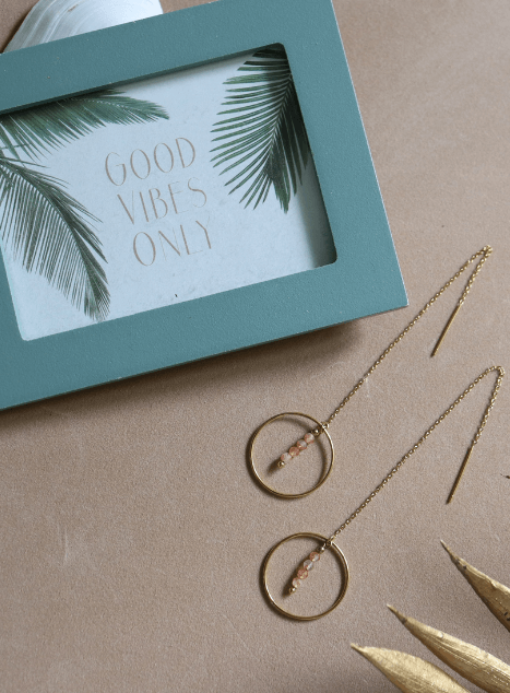 Boucles D'oreilles Clélia Acier inoxydable doré Pierre de soleil