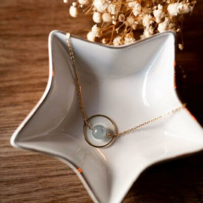 Collier Aventurine Acier Inoxydable doré