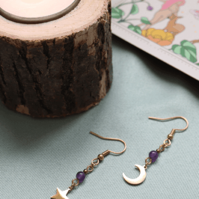 boucle d'oreille amethyste acier inoxydable