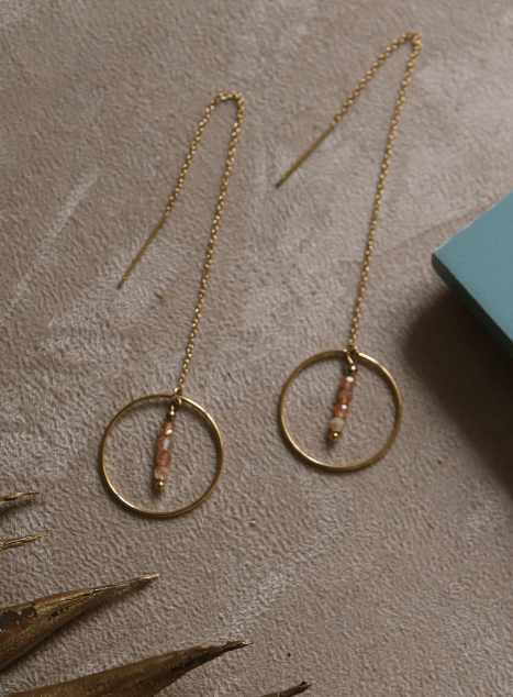 Clélia Boucles D'oreilles Clélia Acier inoxydable doré Pierre de soleil