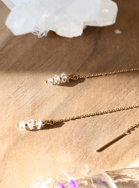 Lizzy Boucles d'oreilles en Diamant de Herkimer Acier inoxydable