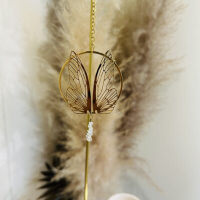 Suspension papillon Diamant de Herkimer Lumistone
